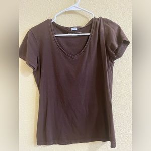 brown v-neck stretchy shirt from Gap!